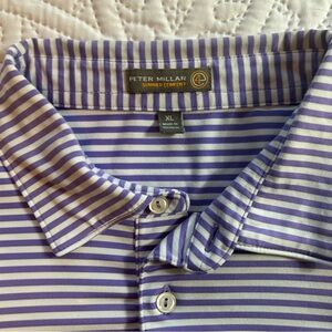Peter Millar Lavender and White Striped Polo